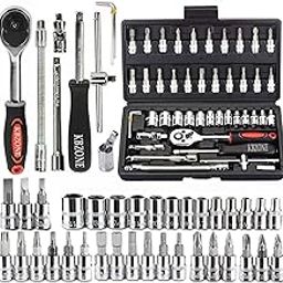 KBZONE 46 in 1 Pcs Combination Wrench Set/Socket, Car&Bike Repairing Hand Tool Long Handle Kit 46pcs Combo Tools Repair Box for Spanner Force Kit, Tools Set-11