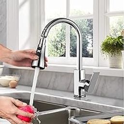 Iconique empire Kitchen Tap Spray Head, 360°Swivel Spout Faucet Extender 3 Modes,Booster Water Faucet Sprayer Aerator Attachment Kitchen Sink Tap Nozzle Replacement Tap Head with Adapter-image-27