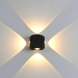 Helios 4 Way Up Down Left Right LED Outdoor Waterproof IP65 Exterior Wall Step Light Fixture Lamp, Black Body, Aluminium (Warm White)-image-40