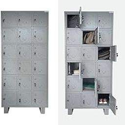 18 Door Industrial Locker Storage Metal Cabinet with Staple Locking For School, Gym, Home, Office | Powder Coated | Light & Dark Grey | 198 X 91 X 48 Cm-image-83