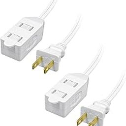 POWERCORDS [ETL Certified] 2-pin 16 AWG extension cable, 13 A, 3-way indoor extension cable with tamper protection, 13 amps, 1625 watts, white, pack of 2-image-79
