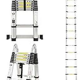 AGARO 5.0m (16.5 ft) Aluminium Telescopic Ladder, 8x2 Steps Foldable Ladder, EN131 Certified, A Type Ladder, Lightweight, Collapsible, Max Load up to 150 Kgs, 5 Meters, 16.5 ft Silver-image-71