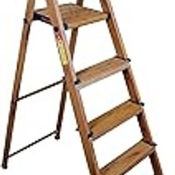 Prime Signature Edition 5steps(4+1) Wood-Finish Foldable Aluminium Ladder with Serrated Steps & Extra Strong Platform (Wood-Finish) - EN-131 Certified.-image-17
