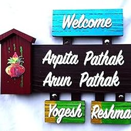 Wooden Name Plate for Home Entrance | Wall/Door Mounted Outdoor Name Board with 3D Acrylic Letters Multicolor name board | Customizable House/Flat/Office Number Plate (Multi Color)-picture-19
