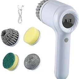 SAKSHAT Multi-Functional Electric Cleaning Brush 5 in 1 Magic Power Scrubber Household Cleaning Tools Spin Scrubber with 5 Brush Heads, Buffer Polisher, for Bathroom, Shower, Tub, Kitchen Floor-picture-7