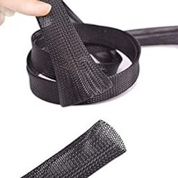 RIVER FOX® Black 10 Meters 3mm Polyester Braided Sleeve | Nylon Expandable Braided Sleeve for Wire Protection | Cable Management for USB Power Cord, Audio/Video Cables-image-52