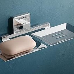 GRIVAN Stainless Steel Square Shape Double Soap Dish l Soap Case I Soap Holder I Soap Stand Corrosion Free Double Soap Holder with Chrome Finish (Silver, Pack of 1)-image-33