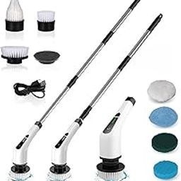 SWOMMOLY New Electric Spin Scrubber, Full Body Waterproof Cordless Cleaning Brush with 7 Replaceable Brush Heads Power Scrubber Shower Adjustable & Detachable Handle for Bathroom, House Cleaning-image-36