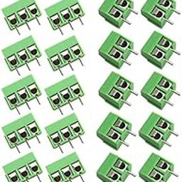 TECHDELIVERS® Combo of 2 pin & 3 Pin PBT PCB Mount Screw Terminal 5mm pitch Block Connectors Green - 10 Each-13