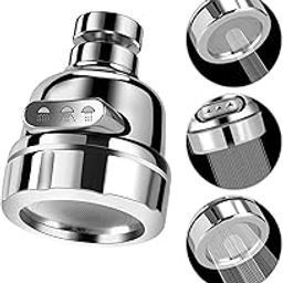 HEXONIQ® Kitchen Faucet Aerator Head 360° Rotatable Anti-Splash Faucet Sink Tap Sprayer Head Replacement, Booster Shower and Water Saving Tap for Kitchen, Silver, 3.23 x 2.05 inch-5