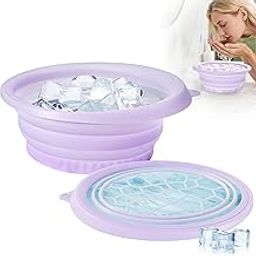 Face Bowl for Ice with Built-in Ice Tray – Collapsible Silicone Facial Ice Bath Bowl for Cold Plunge Therapy, Skin Tightening & Acne Relief – Portable Spa Tool for Home & Travel(Purple)-image-80