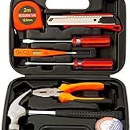 DotCom 9Pcs Basic Tool Kit, Home Screwdriver Tool Kit For Women Men Students,Tool Box With Tools Included,Small Tool Kit For Diy,Household Repair,College Dorm Essentials, Black-image-36
