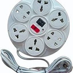 Circular Power Strip Extension Board with USB and 6 Universal Sockets with Indicator-5 ft Extension Cord, Multi Plug Socket with Safety Shutter with Fuse (1)-88