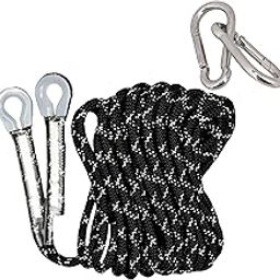 Fit Fusion® Dynamic Kernmantle, Climbing Rope with Hook, 10 MM Dynamic Hiking, Rescue and Parachute, Rappelling Rope, Mountaineering, Tensile Force Upto - 20 KN (Black) (Black, 10M)-picture-13