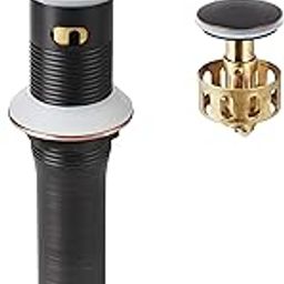 Oil Rubbed Bronze Pop Up Drain, Bathroom Vessel Lavatory Vanity Faucet Sink Detachable Basket Drain Stopper, ORB with Overflow-24