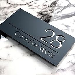 Personalized Acrylic Name Plate for Home Entrance 3D Letters Door Name Plates Home Office Outdoor Entrance 15x30 cm Stylish Durable (Black Silver)-10