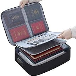 M $ T GOLDI Fireproof Document Bag with Lock, Fireproof Money Bag 3-Layer File Organizer Case with Water-Resistant Zipper, Portable Safe Box for Important File Passport Certificates Legal Documents-image-44
