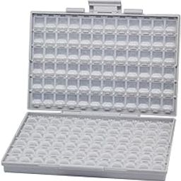 Box-all Enclosure for Surface Mount Components 1206 0805 0603 0402 0201 Size + Free Tweezers + 198 White Labels 144 Compartments with Lid Hold up to 300pcs 1206 Resistor Capacitor-5