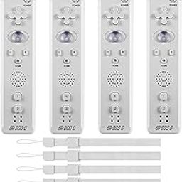 4 Pack Wii Remote Controller, Built in Motion Plus Replacement Remote Controller Compatible for Wii Wii U, with Wrist Strap (White)-6