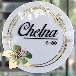 Customized White & Golden Flower with Black Laser Cut Acrylic Letter Nameplate for Entrance Decoration (10x10inch)-picture-19