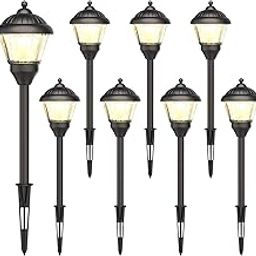GOODSMANN Pathway Lights 1.5W LED 8PK Outdoor Low Voltage Landscape Lighting Kits 100Lumen Hardwired Path Lights 3000K Warm White Metal 12V Bronze Electric Sidewalk Walkway Lights with Cable Connector-image-6
