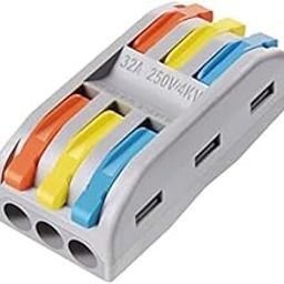 POWER CONNECT 3 IN-3 Out Universal Cable Connector, Push-in-Lever Type Splice Conductor Terminal (Pack of 1)-43