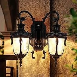The Crafted Gesture Victorian Wall Sconce Light, Antique 2-Light Outdoor Metal Lantern, Clear Glass Shade, for Entryways, Outdoors, Patios (Black)-image-81