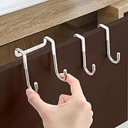 Over The Door Hooks Heavy Duty Metal Double S-Shaped Detachable Hanger for Kitchen Closet Bathroom Towel Drawer Cabinet - (2 Pcs, Silver)-19