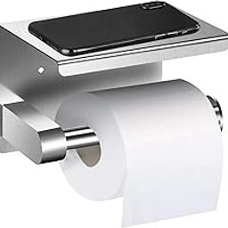 Dolphy 304 Stainless Steel Toilet Paper Holder Wear‑Resistant with Phone Shelf, Commercial Toilet Paper Dispenser Wall Mount in Modern Bath-image-36