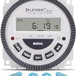 LEYDEN® Digital Programmable Electronic Timer Switch 4 - Pin, 230 Volt AC TM619H-2, 30A, 18 Programs Digital Timer with Clock and Auto Cut Off Function (White)-15