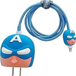 LATALI Cartoon 3D Design Protective Case Compatible with Apple 18W - 20W USB-C Power Adapter Charger, Protective Cover for iPhone 18W & 20W Power Adapter Charger with Wire Saver. (Captain America)-19