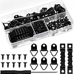 MAKABEE 251 Pcs Photo Frame Hanging Kit, Including 50 Pcs Sawtooth Picture Frame Hanging, 50 Pcs Triangle Ring Hanger, 150 Pcs Screws,1 Pcs Screwdriver for Hanging Pictures Photos Drawing-14