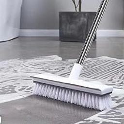 SESTORA Bathroom Cleanning Brush with Wiper 2 in 1 Tiles Cleanning Brush Floor Scrub Brushh with Long Handle White scrubbing Brushh Cleaning Brush (Pack of 1 Heavy Quality, Stainless Steel)-image-31