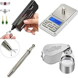 Hqdz Diamond Tester Original 40X Full Metal Illuminated Jewelry Loop Magnifier Led Currency Detecting Jewelers Digital Pocket Scales Capacity 500G Diamond Picker 4 Pong Holder-10