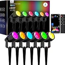 APPECK - LED Outdoor Light Spotlights, Low Voltage Landscape Lighting, Color Changing with APP, IP65 Waterproof LED Lights for Outdoor Garden Patio Decor, 6 Pack-image-70