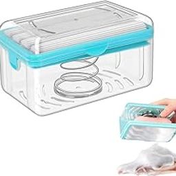 2-in-1 Portable Laundry Rolling Soap Box Soap Bar Box Dispenser with Rubber Roller Foaming Soap Saver with Drain Holes and Spring Travel Soap Holder, Multicolor0895-image-9