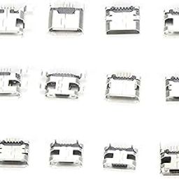 60Pcs Mini USB Sockets, 12 Kinds Jack Fem Socket Plug Connector, SMD Connector Set, Stainless Steel Port-image-36