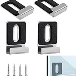 MAKABEE 4Pcs Heavy-Duty Metal Mirror Clips, Wide Channel Mirror Holder Clips for Large Frameless Mirrors,Mirror Holder Clips Kit for Wall Mounting Hardware,Satin Nickel Finish-4