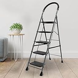 ZOLMIX Premium Steel Ladder, Stairs for Home, Foldable 5 Step Ladder, Sidi, Safety Clutch Lock, Anti Slip Steps, Knee Guard, Firm Grip, Anti Skid, Durable, Heavy Duty, Lader 5 Years Warranty - Grey-image-27