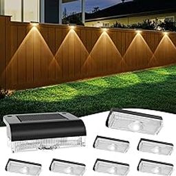 AGOTD Solar Fence Lights Outdoor Waterproof LED Spot Lens Deck Lights, Warm White Solar Powered Wall Lighting Decor for Outside Patio Step Backyard Railing Pool-image-38