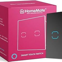 HomeMate® WiFi+BLE 2-Way 2 Gang Touch Switch | No Hub Required | Dry Contact Switch | Home Automation | Compatible with Alexa and Google Home (1, Black)-image-91