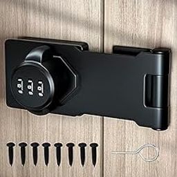 Cabinet Password Hasp Locks, Cabinet Door Combination Lock, Door Security Slide Latch Lock for Small Doors, Cabinets, Barn Door, Bathroom, Outdoor, Garden (Black)-image-57