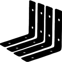 Metalick Wall Bracket L Shape with Screws, (Set of 4) Wall Floating Shelf Bracket, Iron Shelf Brackets, Metal Shelf Bracket, Modern Shelf Bracket (4" x 4") - Black-0