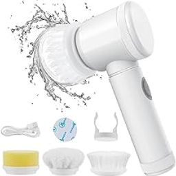 Piercell® Electrically Driven 5 in 1 Magic Brush Cleaner for Kitchen, Magic Power Scrubber Household Cleaning Tools Spin Scrubber with Buffer Polisher, Bathroom, USB Rechargeable Cleaning Brush-image-7