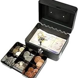 8-inch Metal Portable Locking Cash Box Secure Money Safe for Home, Office, and Shop -Small Cash Drawer with Lock for Coins and Cash - Multi-Color-picture-10