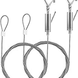 KongJies Stainless Steel Wire,Adjustable Picture Hanging Wire Rope, 2 Pcs Mirror Hanging Wire Rope, Hanging Wire with Loop and Hook for Mirror, Light Lamp, Billboards, Flowerpot-image-28