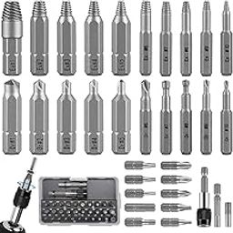 Serplex® 33PCS Screw Extractor Remover Tool Set, Stripped Bolt and Damaged Screw Extractor Kit with Drill Bits, Broken Bolt HSS Remover Set with Magnetic Extension Bit Holder & Socket Adapter-picture-12