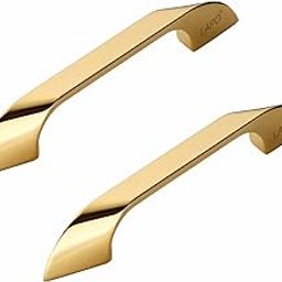 LAPO 2 Piece Cabinet Handle for Drawer, Kitchen, Handle for Almirah, 4 Inch Window Handle, Pulls for Cupboard, Wardrobe, Pooja Mandir (96mm, PVD Gold Finish, 3 Years Warranty) Twist-14
