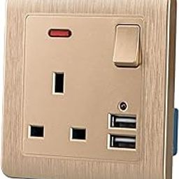 MERISHOPP®Wall Socket UK Plug with 2 USB Charger Port Outlets Plate Single Switch|Consumer Electronics|Consumer Electronics-image-81