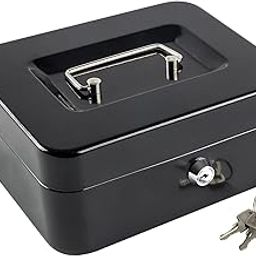 Cash Money Safe Box Security Storage Tray Shop Counter Locker for home office for Loose Coins Compartments Change & Valuables with 2 Keys | Black-18